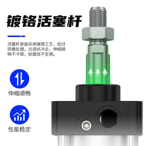 小型气动SC32大推力带磁SC63标准气缸SC40X50X63X80X100-25-75-S - 图2