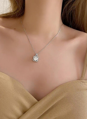 简约时尚百搭个性克拉钻纯银项链