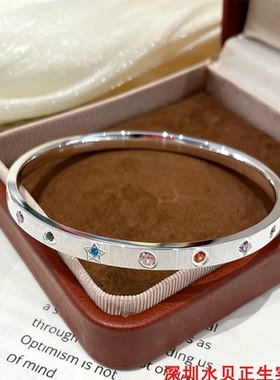 满天星彩钻纯银手镯女简约百搭