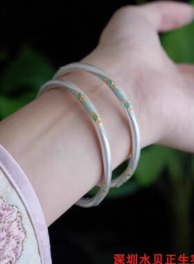宝相花纯银手镯女简约百搭网红