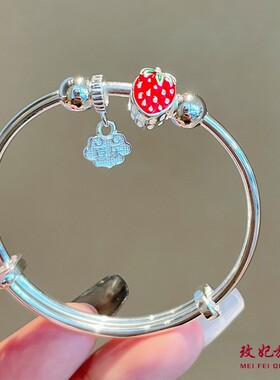 库洛米平安福纯银手镯女卡通时尚