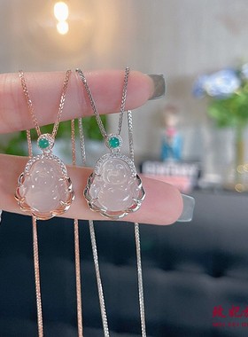 白玉髓佛纯银项链女小众百搭轻奢