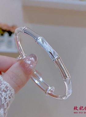 竹节纯银手镯女个性时尚气质网红