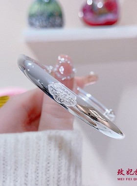 平安福纯银手镯女简约百搭时尚