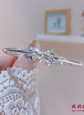 蝴蝶结纯银手镯女时尚气质网红