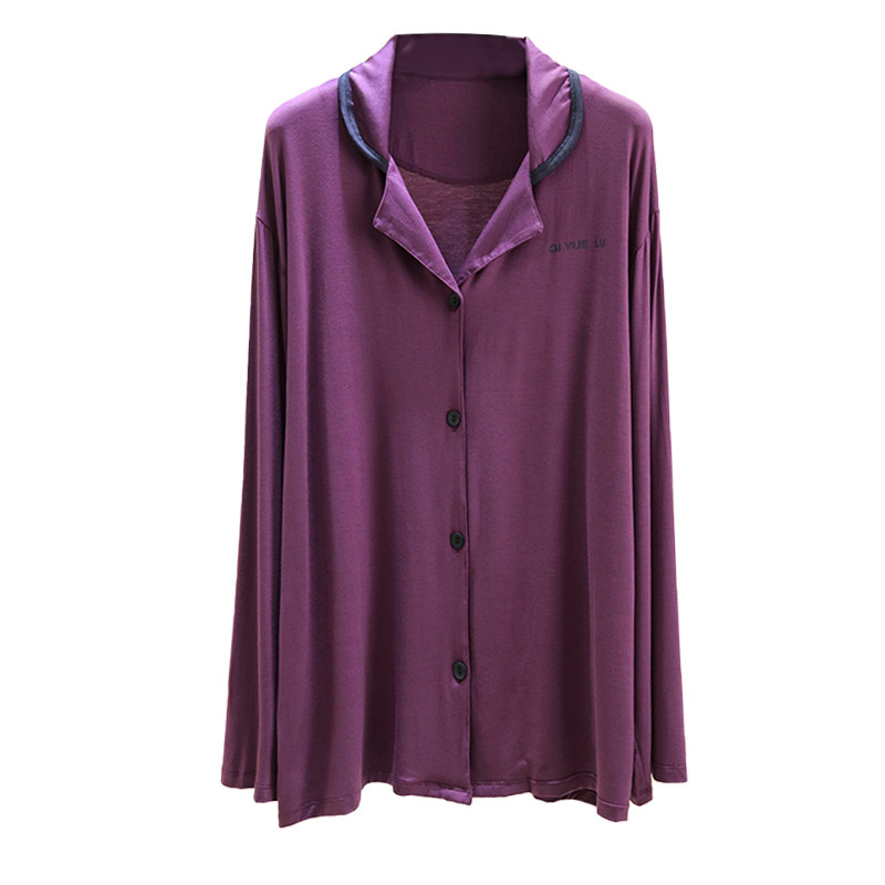 莫代尔翻领长袖睡衣上装男士休闲大码纯色上衣居家薄款宽松开衫,淘宝优惠券,粉丝福利购,淘宝优惠卷