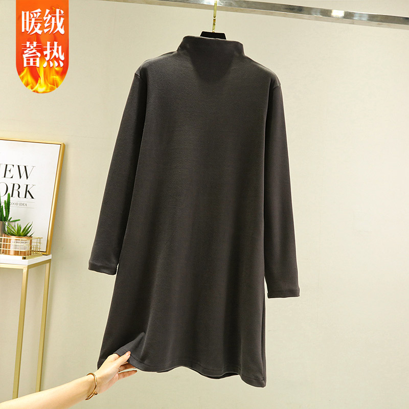 德绒睡裙女秋冬中长款高领大码显瘦外穿连衣裙纯色加绒加厚过膝裙,淘宝优惠券,粉丝福利购,淘宝优惠卷