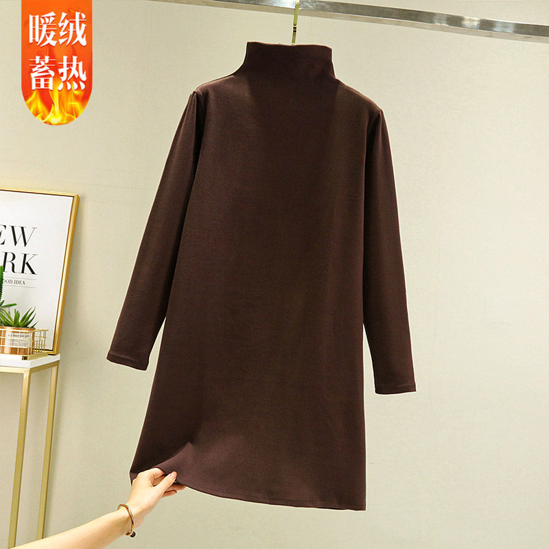 德绒睡裙女秋冬中长款高领大码显瘦外穿连衣裙纯色加绒加厚过膝裙,淘宝优惠券,粉丝福利购,淘宝优惠卷