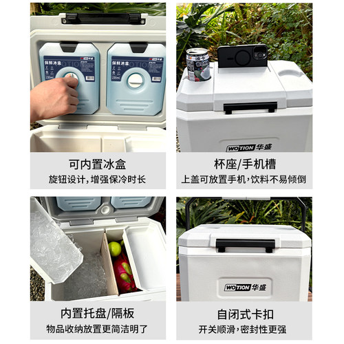 华盛保温箱商用摆摊冷藏保鲜箱车载冰桶户外用品露营装备小钓鱼箱 - 图3