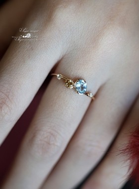 海盐冰柠水 圣诞季晶莹感高仿天然托帕石黄水晶同款轻奢百搭戒指