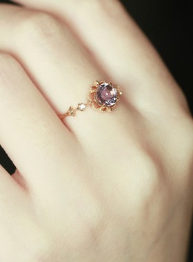 高级戒指复古紫水晶橄榄石复古女