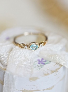 Klaren himmel. 晴空日记 超精致帕拉伊巴色磷灰石轻奢戒指项链