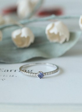 鸢尾日系复古超闪蓝紫色锆石戒指女轻奢高级感精致超美指环手饰潮