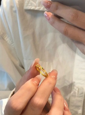 小红书同款甜蜜泡泡彩钻戒指ins轻奢高级感古法指环时尚食指戒潮