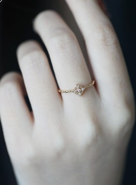 红麋鹿通体高级感个性简约爱心戒指百搭时尚通勤日常指环戒指女