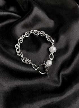 钛钢不掉色拼接巴洛克珍珠手链女