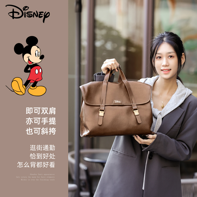 迪士尼包包女式2025新款双肩包轻奢小众高级感女款手提背包公文包 - 图0
