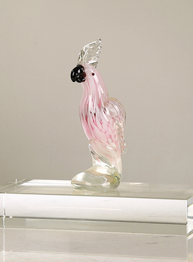 轻奢琉璃鹦鹉鸟混彩艺术摆件