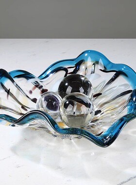 现代轻奢琉璃果盘水果盘茶几装饰