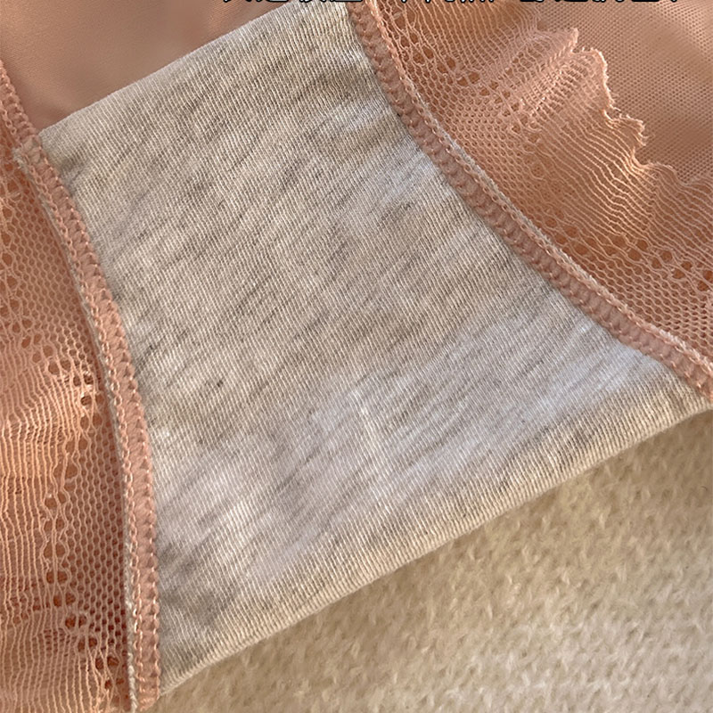 中腰少女半透蕾丝内裤性感纯欲风细带腰双蝴蝶结纯棉底裆三角裤头 - 图0