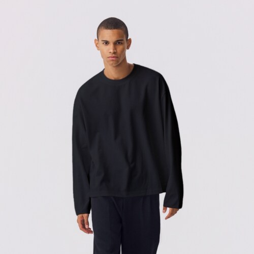 OCTOBEE LAB棉中贵族匹马棉COOLMAX速干抗菌短宽基础款长袖T恤男 - 图2