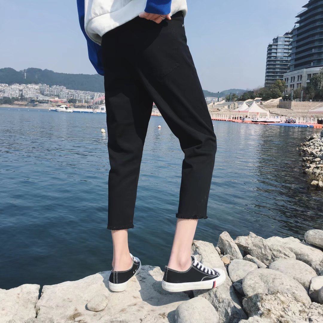 lhzins同款潮流学生乞丐帅t牛仔裤 lanhaizhan牛仔裤