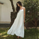 ITSNIKAR French lazy holiday dress women's summer shoulder strap three-dimensional flower design suspender long skirt