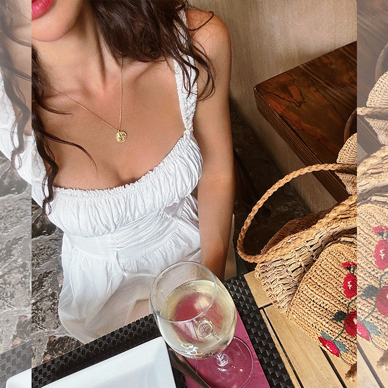 ITSNIKAR法式复古白月光连衣裙女设计感气质吊带裙温柔风白色裙子,淘宝优惠券,粉丝福利购,淘宝优惠卷