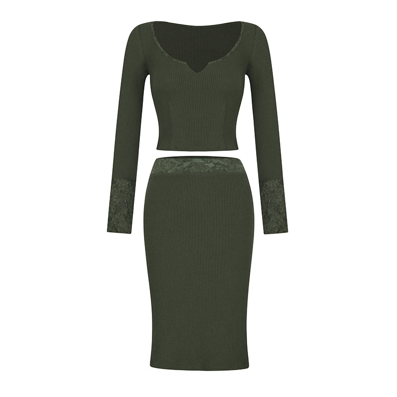 ITSNIKAR 法式小v领红色氛围感新年套装女蕾丝拼接设计针织两件套,淘宝优惠券,粉丝福利购,淘宝优惠卷