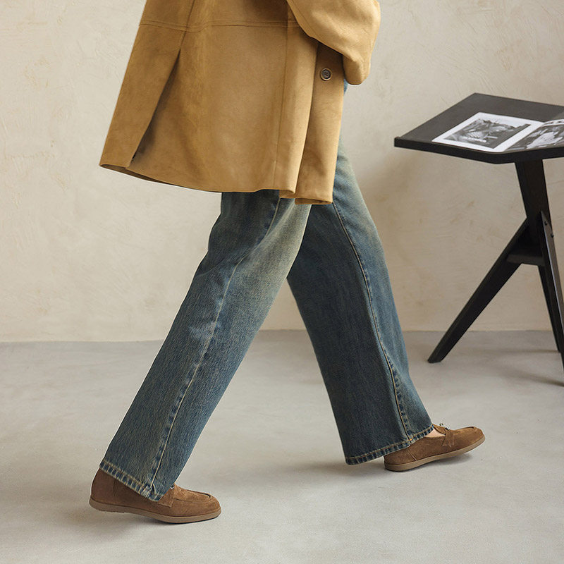 头层胎牛绒~里外全皮一脚蹬乐福鞋休闲单鞋平底鞋女鞋百搭舒适,淘宝优惠券,粉丝福利购,淘宝优惠卷