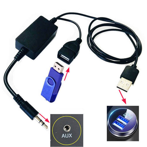车载usb转aux音频线转usb车用转换改插U盘接口带解码器蓝牙无损头 - 图0