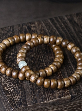 加里曼丹沉香手串男女天然和田玉转运珠多圈木质文玩佛珠手链饰品