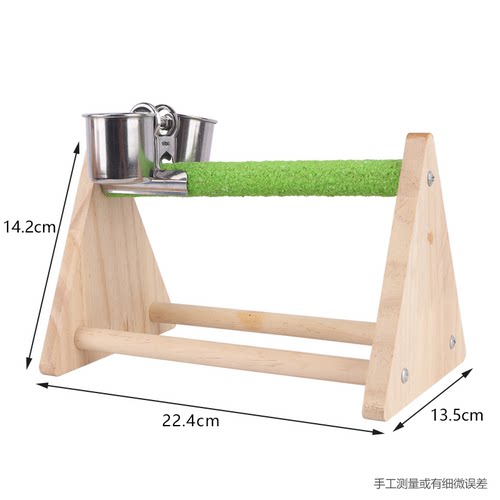手养虎皮牡丹玄凤鹦鹉站架磨爪实木站棍桌面三角互动平台训鸟架 - 图3