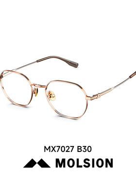 陌森近视眼镜框男女款书呆子椭圆框钛架可配高度数光学镜MX7027