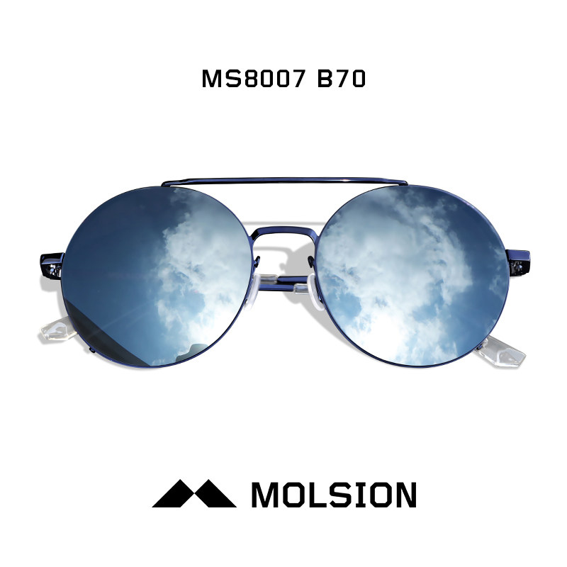 陌森墨镜女园形极限挑战同款太阳眼镜圆框复古