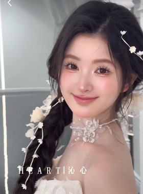 TM｜D7仙气纱花水凝胶珠珠羽毛手作项链（项链+耳饰