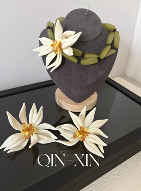 TM｜春日限定系列  miu系春夏款小白花耳饰项链