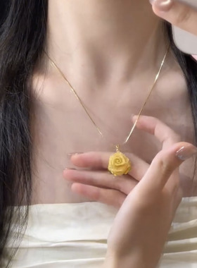 双层叠戴玫瑰花珍珠项链