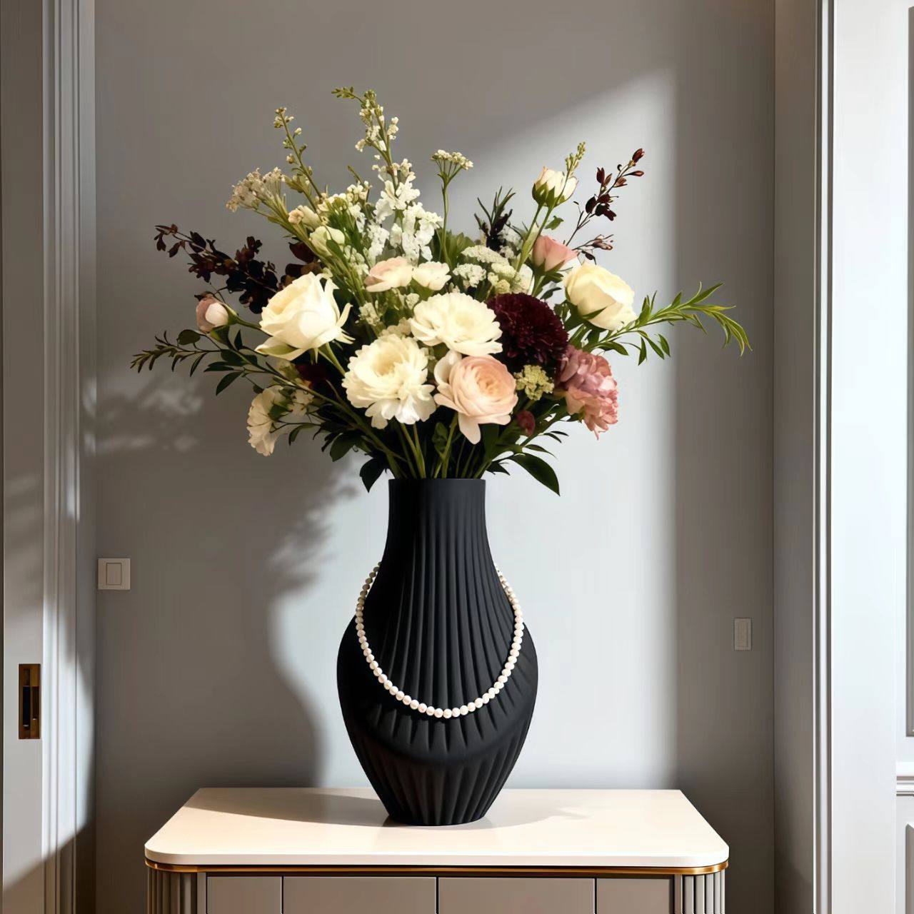 大号网红北欧设计磨刻条纹花瓶现代简约软装设计餐桌酒柜插花摆件,淘宝优惠券,粉丝福利购,淘宝优惠卷