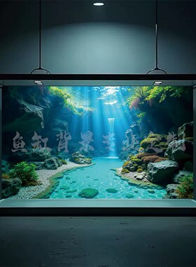 5d立体壁纸水族箱贴纸壁画鱼缸背景纸画高清图造景装饰画海底海草