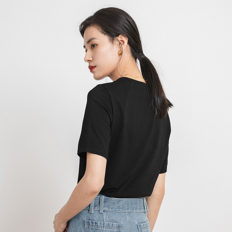 茵曼白色显瘦短袖女遮肉2020 t恤 茵曼田田极客T恤