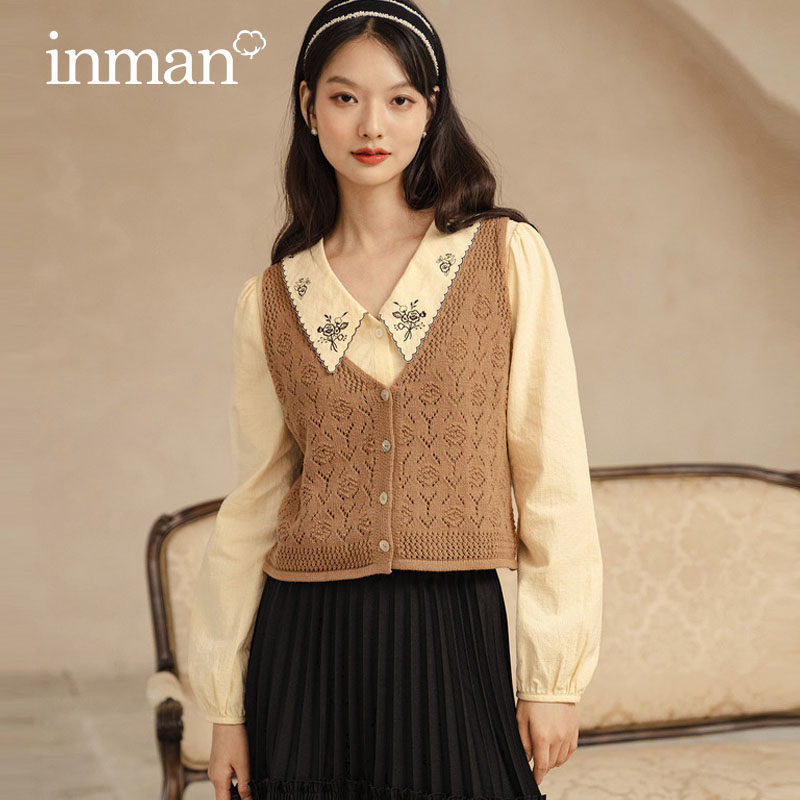茵曼针织开衫春秋2020短款韩版毛衣 茵曼田田极客马夹