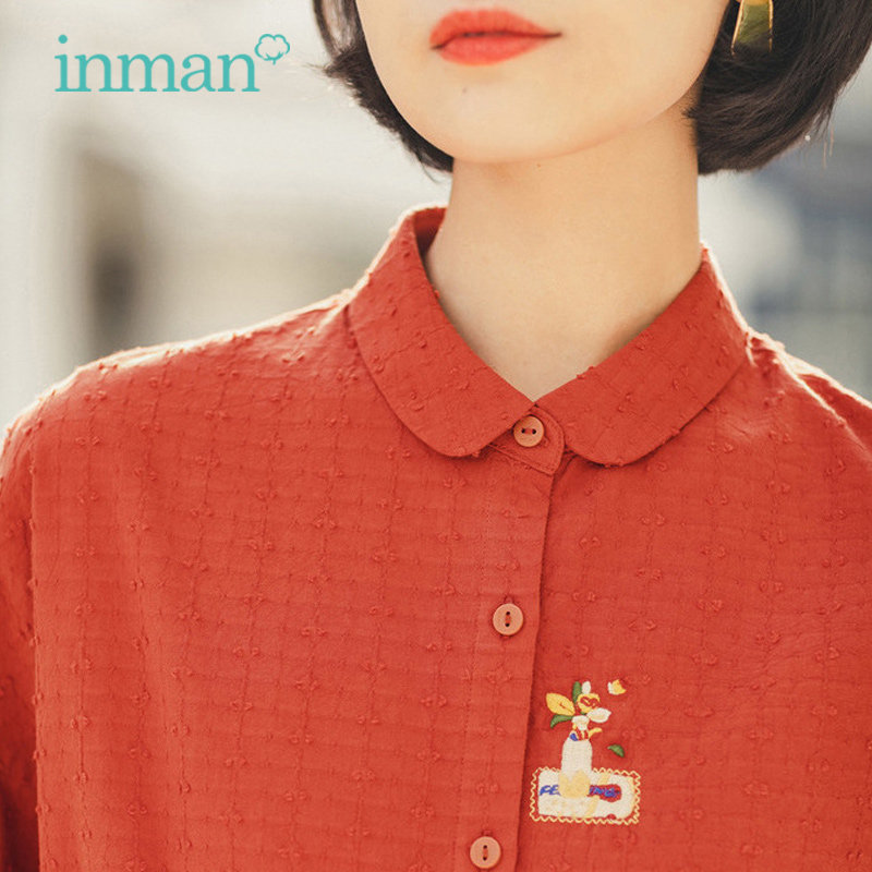 茵曼女洋气全棉2020夏装纯棉衬衫 茵曼田田极客衬衫