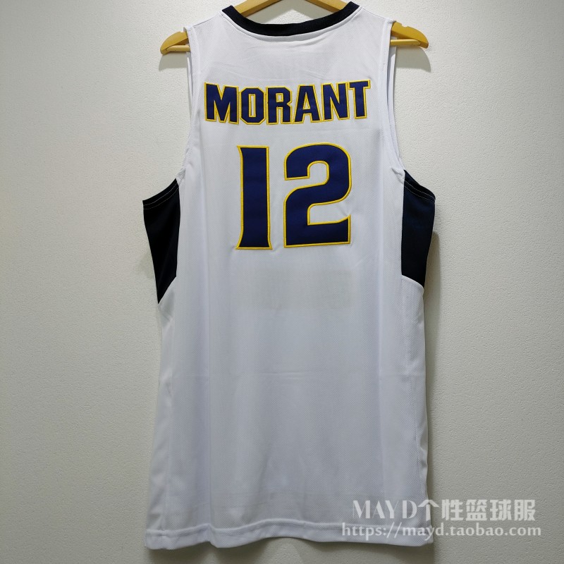 莫兰特球衣 12号Ja Morant大学美式篮球服运动背心比赛刺绣训练服 - 图0