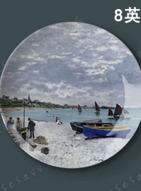 8英寸莫奈油画背景墙壁饰挂盘