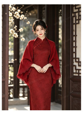 高端披肩2026秋新款喜婆婆妈妈婚礼气质外搭红色洋气配旗袍外套