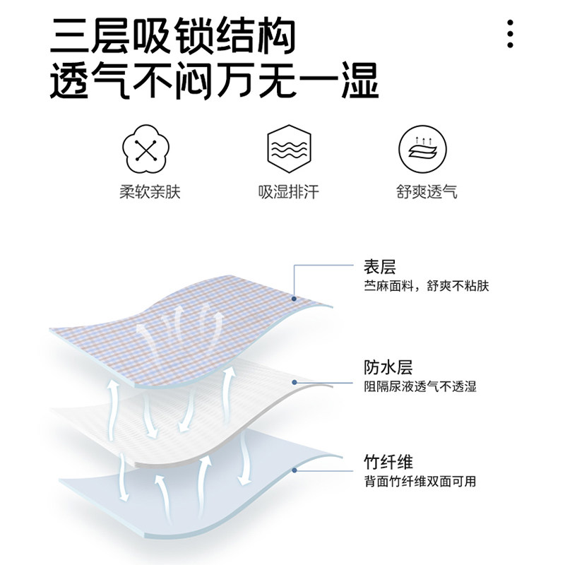 苎麻隔尿垫夏季婴儿童防水可洗透气大尺寸隔尿床垫凉席垫姨妈护理,淘宝优惠券,粉丝福利购,淘宝优惠卷