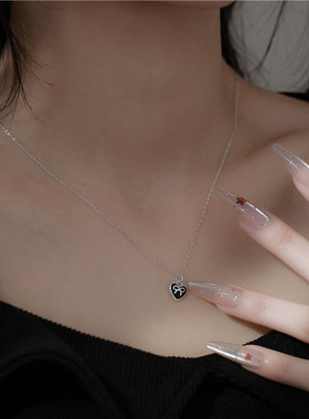 银十字链S999纯银黑色滴釉爱项链