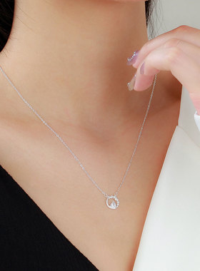 银十字链S999纯银镶钻心星项链