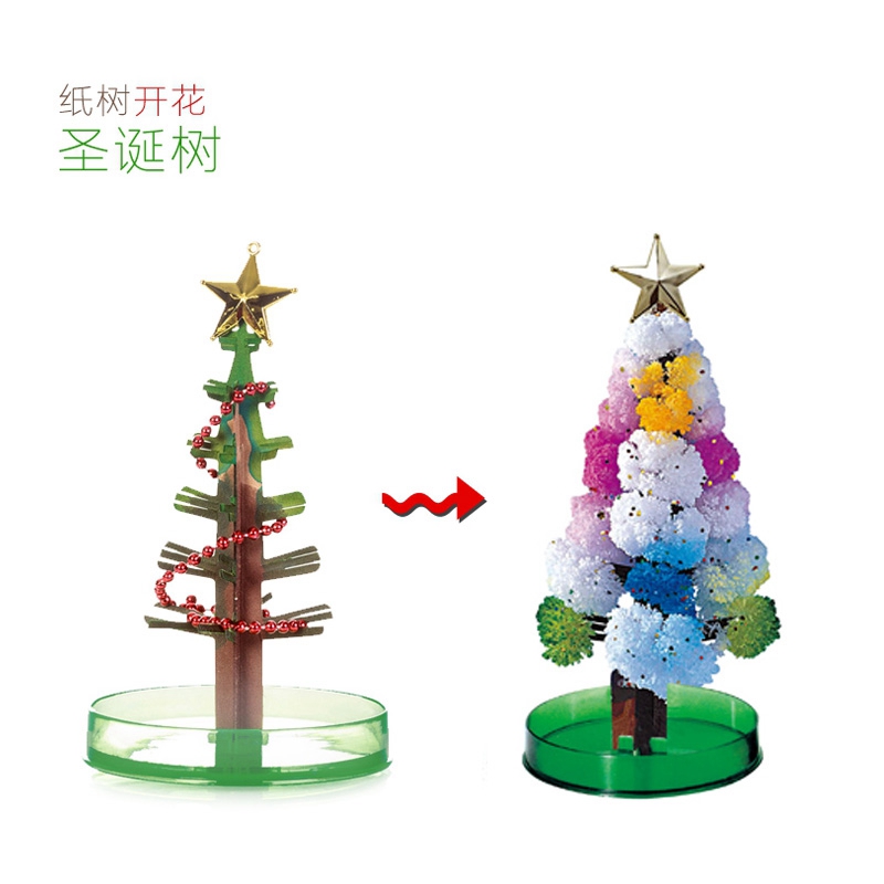 圣诞节校园外流行怀旧圣诞纸树会生长开花的结晶树雪花魔幻树玩具 - 图1